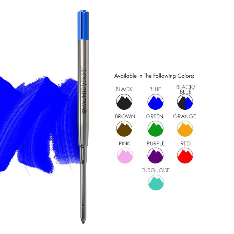 Monteverde Soft Roll Ballpoint Pen Refills to Fit Parker-Style Pens, Medium Point, Blue, 6-Pack, Smooth Writing Technology for Parker, Conklin, Schmidt, and More - Image 4